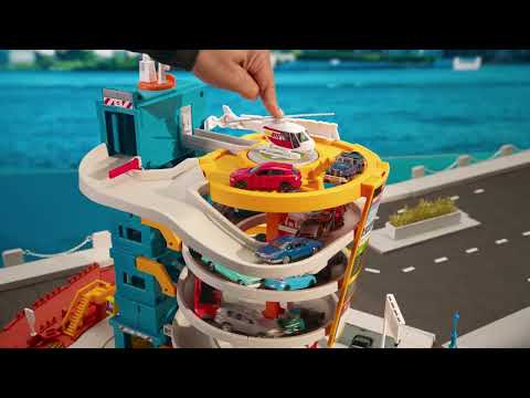 Žaislinė trasa Mattel Matchbox rinkinys „Transporto centras“ video
