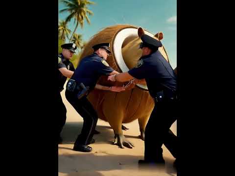 Tralalero tralala… Coconut Capybara under arrest?! 🥥👮‍♂️