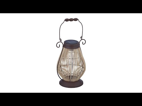 Solarlampe Rattan & Metall Braun - Metall - Rattan - 21 x 32 x 20 cm