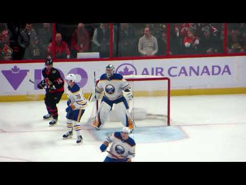 Eric Comrie and Craig Anderson in action during the Sabres @ Senators hockey game