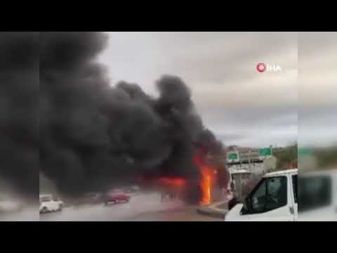 Ankara'da servis aracı alev topuna döndü
