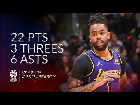 D'Angelo Russell 22 pts 3 threes 6 asts vs Spurs 23/24 season