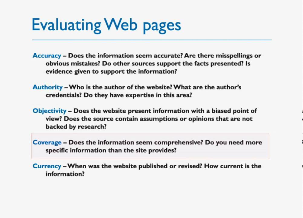 KU Libraries - Evaluating Web Pages