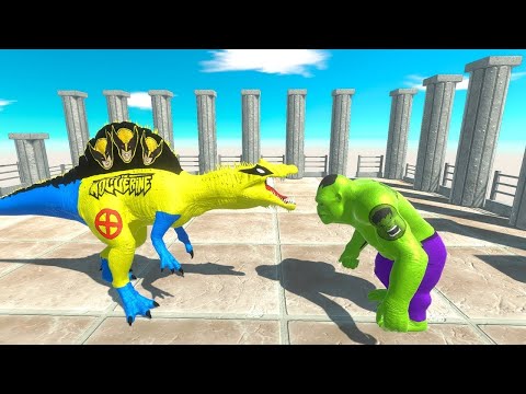AQUAMAN T-REX vs HULK GORO SKY DEATH RUN - Animal Revolt Battle Simulator