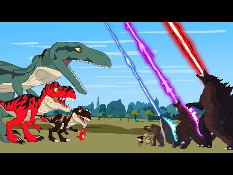 GODZILLA ATOMIC BREATH vs DINOSAUR EVOLUTION T-REX : Rescue KING KONG | Godzilla Cartoon Compilation