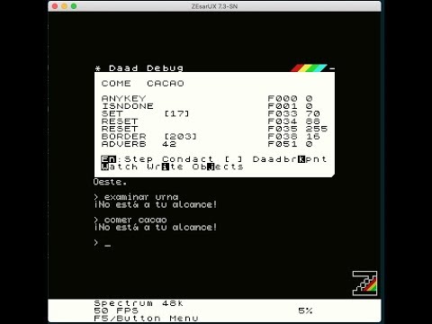 ZEsarUX emulator - DAAD debugger