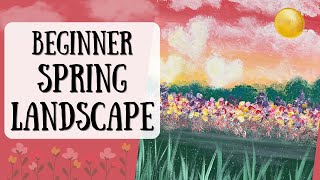 How to Paint a Spring Landscape | Step by Step Acrylic Painting Tutorial for Beginners