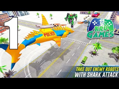 Robot Shark Attack: Transform Robot Shark Games Gameplay Walkthrough #1 (Android, IOS)