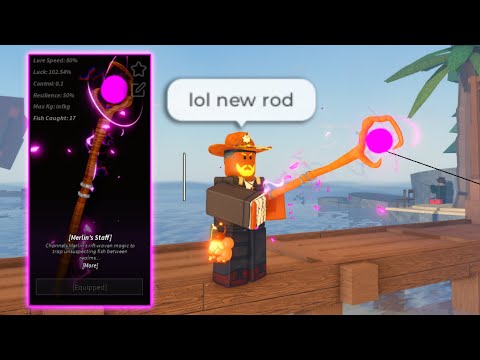 Completing And OBTAINING NEW OP MERLINS STAFF In FISCH Roblox...