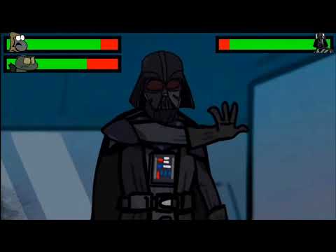Triangle and Monkey vs Darth Vader with healthbars