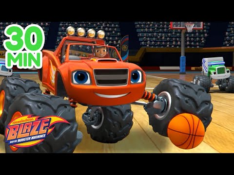 Blaze Plays Sports 🏀 w/ Crusher & Zeg! | 30 Minute Compilation | Blaze and the Monster Machines
