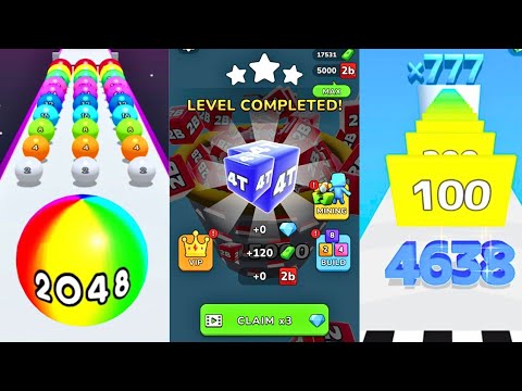 Ball Run 2048 Mix Gameplay vs Jelly Run 2048 (4T Unlocked) vs Number Master Run and Merge 2048