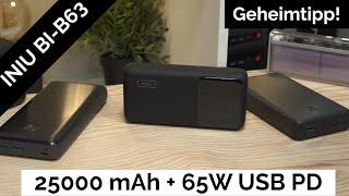 Diese Powerbank kaufen! INIU BI-B63 25000mAh + 65W USB C Port!