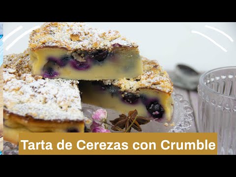 Tarta de cerezas con crumble