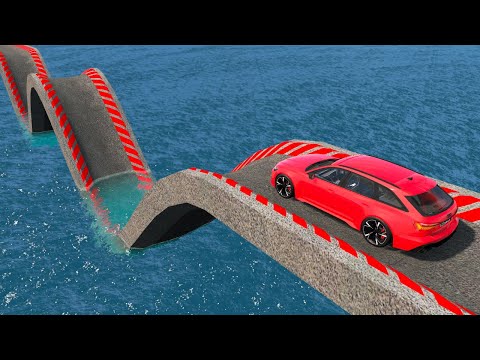 Impossible Wave Bridge Crossing Cars Vs Deep Water - BeamNG.Drive