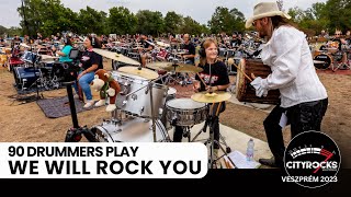 ROCK FLASHMOB SHOW: 90 drummers unite to play Queen's "We will rock you" (CITYROCKS)