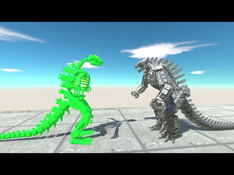 GREEN SKELETON GODZILLA VS MECHAGODZILLA DEATH CLIMB - Animal Revolt Battle Simulator