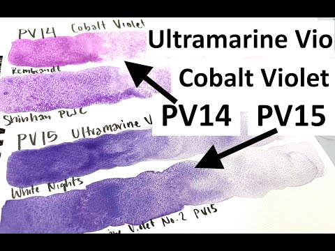 Watercolor Pigment Comparison - PV14 Cobalt Violet and PV15 Ultramarine Violet