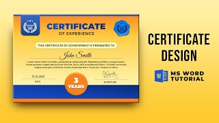 How to make experience Certificate Design in Microsoft Word | MS Word Certificate Design Tutorial
