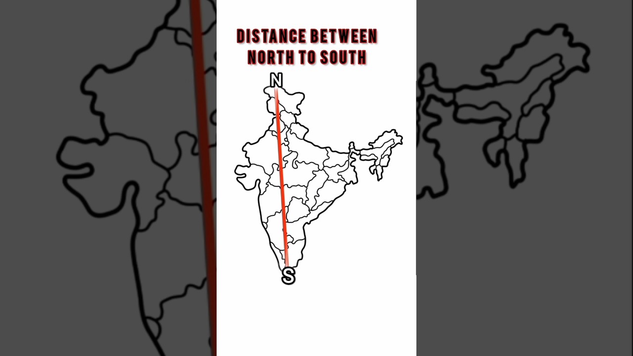 distance between north to south And east to West of India
