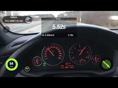 Acceleration 0-100 bmw f25 20d chip