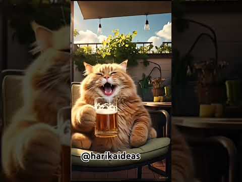 Big fat orange cat drinking beer 🍻😂