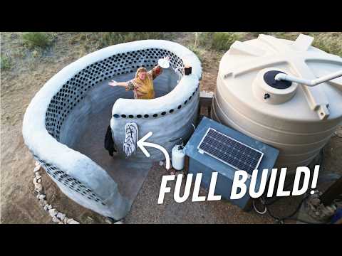 Family Creates MAGICAL Outdoor Shower with Earthbags & Glass Bottles