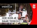 Meisje zit vast in basketbalnet