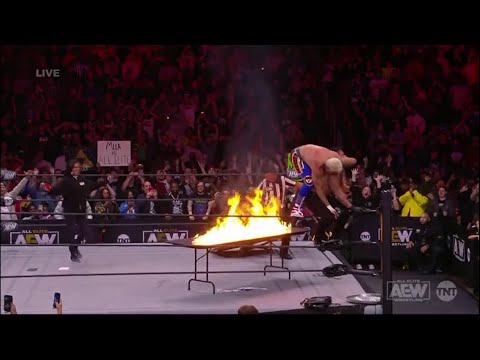 Cody Rhodes VS Andrade Ending Spot - Cody Rhodes puts Andrade through a flaming Table - AEW Dynamite
