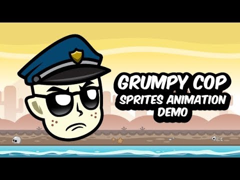 Grumpy Cop | Sprite Animation Demo with Game Maker Studio | Character Design