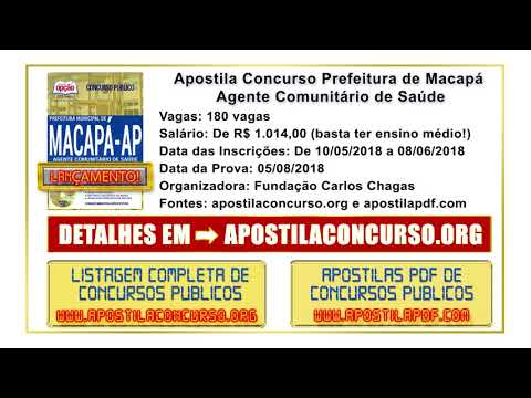 Apostila Concurso Prefeitura de Macapá 2018 PDF Agente Comunitário de Saúde