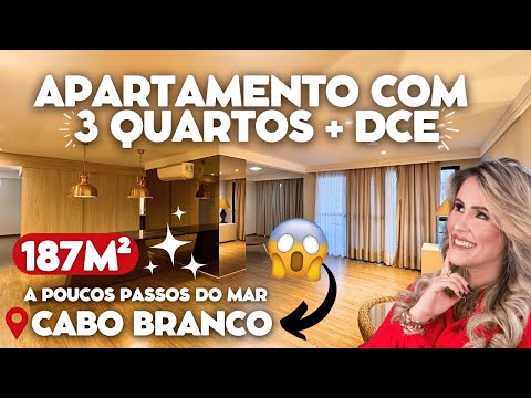 APARTAMENTO DE 187M² COM 3 QUARTOS + DCE A POUCOS PASSOS DA ORLA DO CABO BRANCO!  CÓD. 718