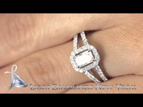 ER-0012 - 1.76 Carat F-VS2 Radiant Cut Diamond Engagement Ring 14k White Gold Pave Halo