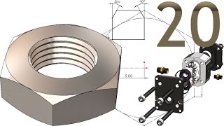 20-Project 52| Hydraulic Gear Pump 2 |SolidWorks Tutorial: hex nut - M10