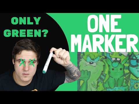THE ONE MARKER CHALLENGE! Drawing using ALL the GREEN markers I OWN!