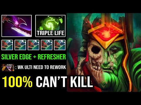 AMAZING 1V5 RAID BOSS Level 30 Wraith King Refresher + Silver Edge 1 Shot Delete Support DotA 2