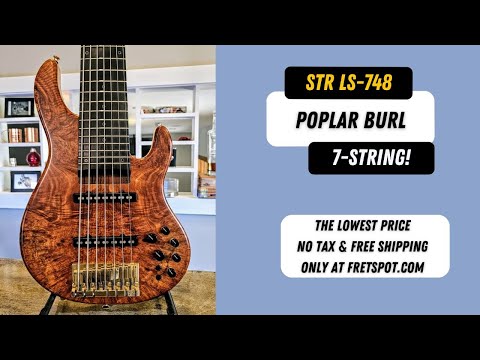 STR LS-748 Burl top, Flame Maple/Walnut Neck, 7-string Bass image 14