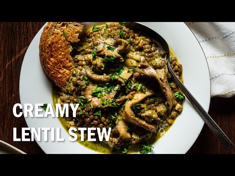 Creamy Lentil Stew with Oyster Mushrooms