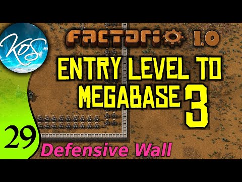 Factorio 1.0 Entry Level to Megabase 3, Ep 29: DEFENSIVE WALL - Guide, Tutorial