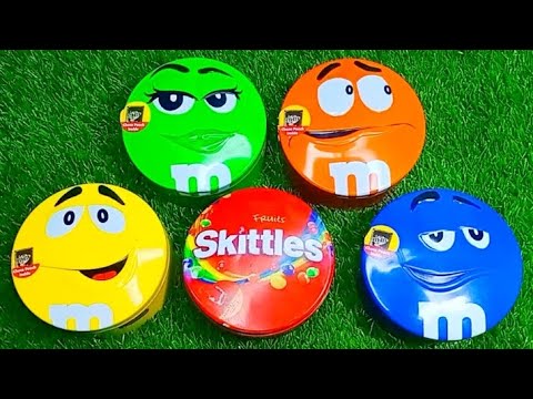 Satisfying Video | ASMR Unboxing Yummy Skittles and Chocolate M&M'S Candy From Special Rainbow Tins