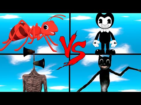 Battle Royale Cartoon Cat VS Bendy VS Siren Head VS Ant | Animal Revolt Battle Simulator