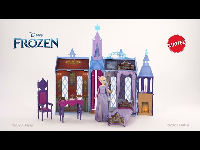 Vídeo relacionado con Mattel Disney Frozen Castillo de Arendelle con princesa Elsa Casa de muñecas de 60 cm con figura y 15 accesorios y muebles, juguete +3 años (HTP22)