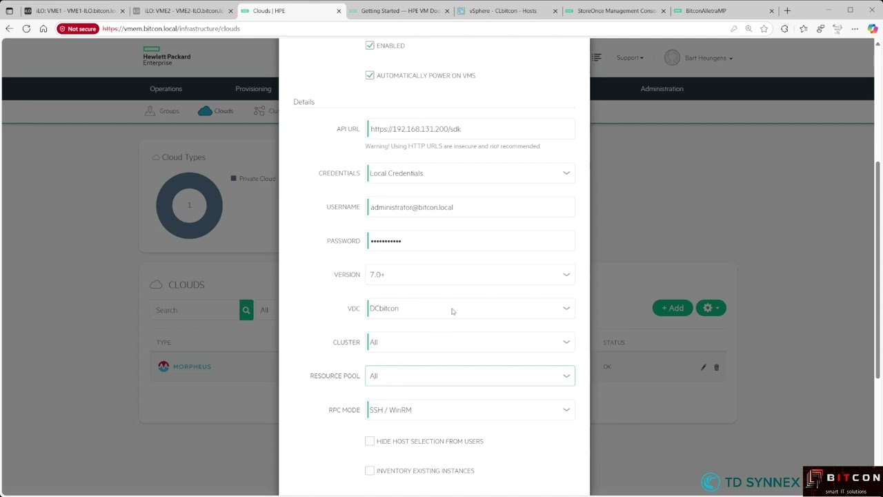 HPE VM Essentials  - Add VMware vCenter to VM Essentials