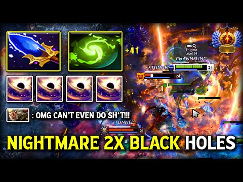 NIGHTMARE 2X BLACK HOLES MID Enigma With Aghs Scepter + Refresher Orb Build 100% RAID BOSS DotA 2