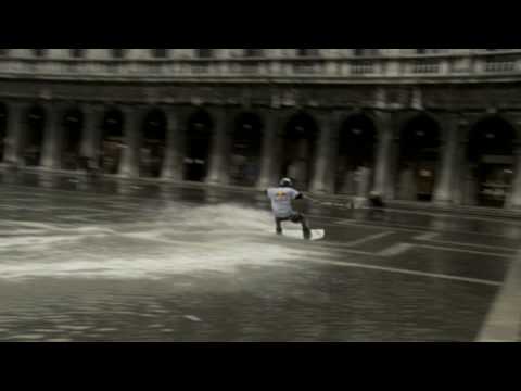 "Aqua Alta Surfing": St. Mark's Square on a Wakeboard