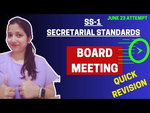 "Mastering Secretarial Standards: Quick Revision of Board Meeting (SS-1)"