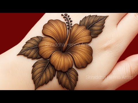 Hibiscus Henna Flower Mehandi Design for Backhand Viral Henna Design Easy Mehndi Design  Beautiful