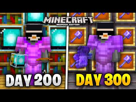 I Survived 300 Days of HARDCORE Minecraft Bedrock...