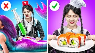 Wednesday Addams Surviving Every Job! Funny Gadgets and Challenge