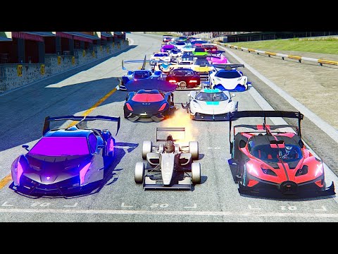 Hypercars GTR vs Formula Jet Engine at Le Mans 24h Circuit